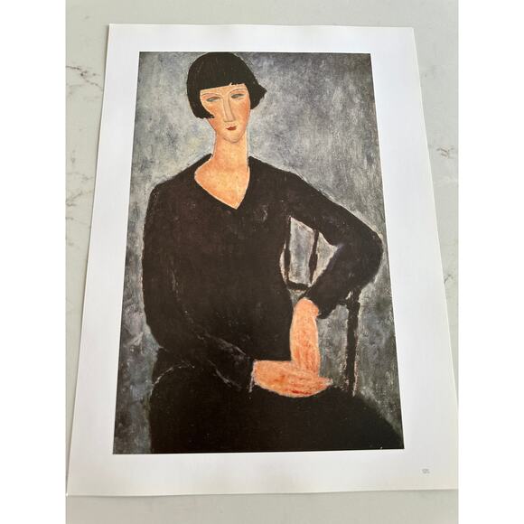 Modigliani, Woman in a Blue Dress Seated, Painting Print Portrait~ 250626-WH 365 - Picture 1 of 1